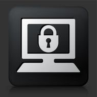 Black Square Button with Computer Security Icon