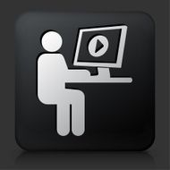 Black Square Button with Streaming Video Icon