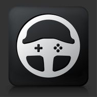Black Square Button with Car Wheel Controller Icon