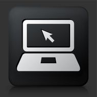 Black Square Button with Laptop and Cursor