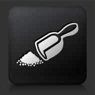 Black Square Button with Herbal Powder Icon