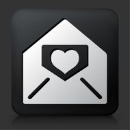 Black Square Button with Lover Letter in Envelope