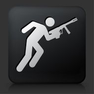 Black Square Button with Person Holding Paintball Gun