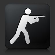 Black Square Button with Person Aiming Paintball Gun