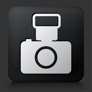 Black Square Button with Camera and Flash