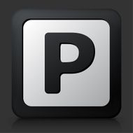 Black Square Button with Parking Sign