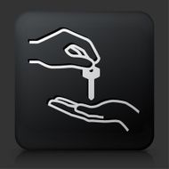 Black Square Button with Hand Giving Keys N2