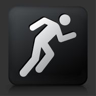 Black Square Button with Person Running