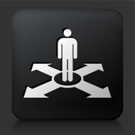 Black Square Button with Man &amp; Direction Icon