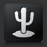 Black Square Button with Cactus Icon