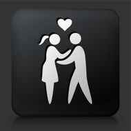 Black Square Button with Loving Couple Icon