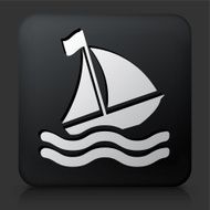 Black Square Button with Sailboat Icon N5
