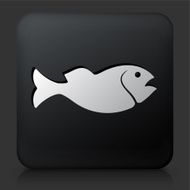 Black Square Button with Fish Icon N3