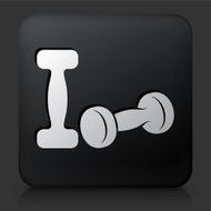 Black Square Button with Dumbbells