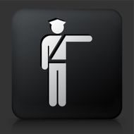 Black Square Button with Airport Securtiy Icon