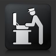 Black Square Button with Baggage Check Icon