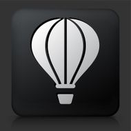 Black Square Button with Hot Air Balloon Icon N2
