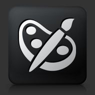 Black Square Button with Painting Icon