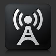 Black Square Button with Broadcasting Tower Icon