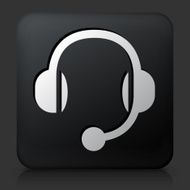 Black Square Button with Headset Icon