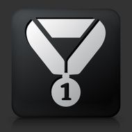 Black Square Button with First Place Medal Icon