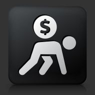 Black Square Button with Carrying Coin Icon