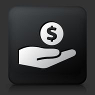 Black Square Button with Givving Money Icon