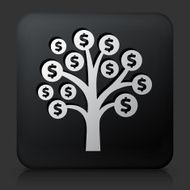 Black Square Button with Money Tree Icon N8