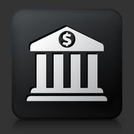 Black Square Button with Bank Icon N2