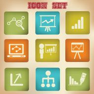 Graph business icon set vintage style vector