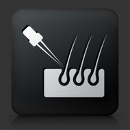 Black Square Button with Hair Growth Icon