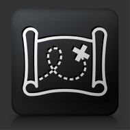 Black Square Button with Treasure Map Icon