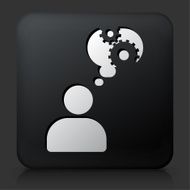 Black Square Button with Thinking Gears Icon