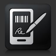 Black Square Button with Signing for Purchase Icon