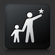 Black Square Button with Child &amp; Teacher N2