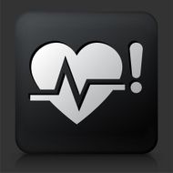 Black Square Button with Heart Pulse