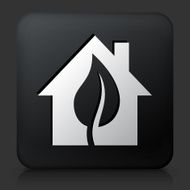 Black Square Button with Home and Leaf Icon