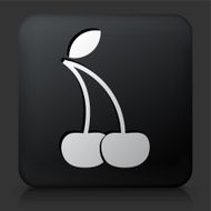 Black Square Button with Two Cheeries