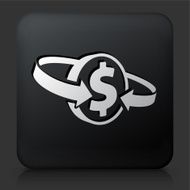 Black Square Button with Dollar Sign and Circular Arrow