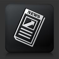 Black Square Button with Financial Newspaper