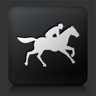 Black Square Button with Horse Racer