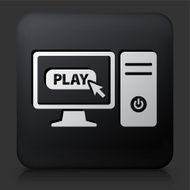 Black Square Button with Computer and Video Games