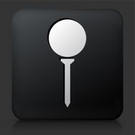 Black Square Button with Golf Ball on Tee