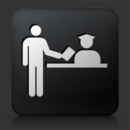Black Square Button with Airport Check In Icon