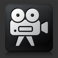 Black Square Button with Video Camera