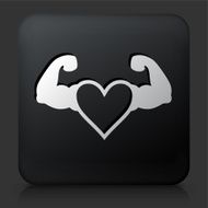 Black Square Button with Stong Heart