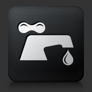 Black Square Button with Water Faucet Icon N2