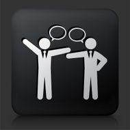 Black Square Button with Businessmen Talking Icon
