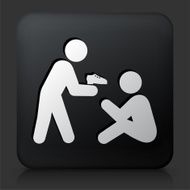 Black Square Button with Stick Figure Charity Icon