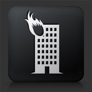 Black Square Button with Building Fire Icon